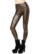 Romwe Elastic Waist Leopard Slim Leggings