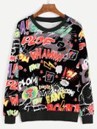 Romwe Multicolor Graffiti Print Sweatshirt