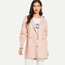 Romwe Letter Print Hooded Coat
