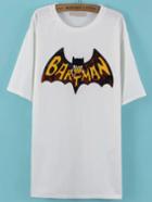 Romwe Batman Print White T-shirt