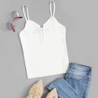 Romwe Lace-up Ribbed Cami Top