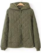 Romwe Hooded Check Green Outerwear