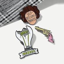 Romwe Gun & Light Bulb Brooch Set 3pcs