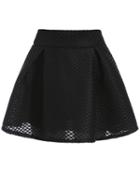 Romwe Diamond Hollow Flare Skirt