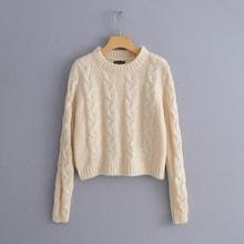 Romwe Twisted Knit Solid Jumper
