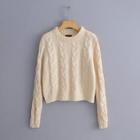 Romwe Twisted Knit Solid Jumper