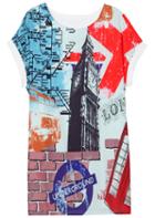 Romwe Building Print Round Neck White T-shirt