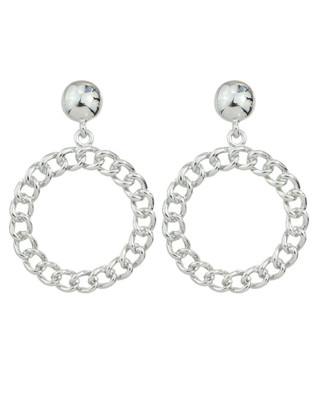Romwe Silver Plated Big Round Earrings