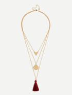 Romwe Tassel & Round Detail Layered Necklace