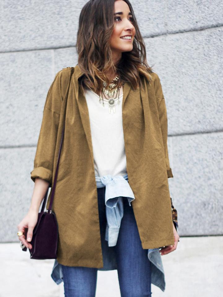 Romwe Slit Side Belt Coat