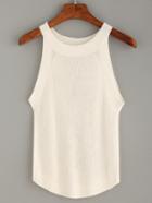 Romwe White Halter Neck Knitted Top