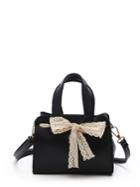 Romwe Bow Tie Decorated Pu Shoulder Bag With Handle