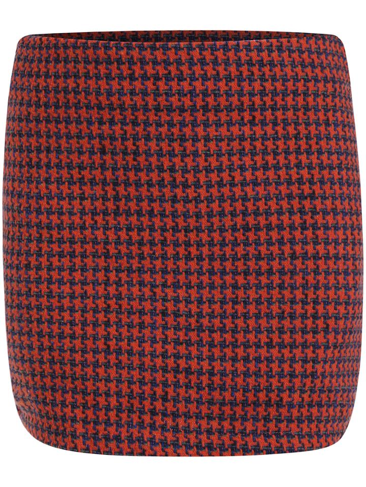 Romwe Houndstooth Pockets Skinny Skirt