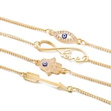 Romwe Letter Chain Bracelet Set 4pcs