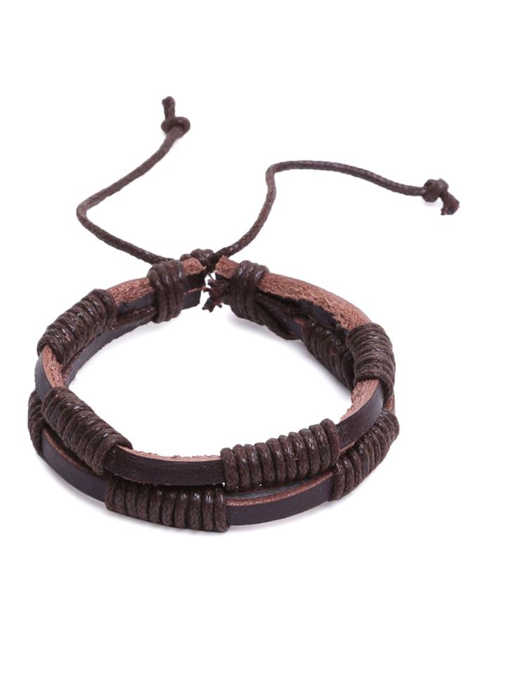 Romwe Coffee Faux Leather Wrap Bracelet