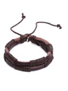 Romwe Coffee Faux Leather Wrap Bracelet