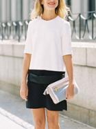 Romwe White Crew Neck Half Sleeve T-shirt