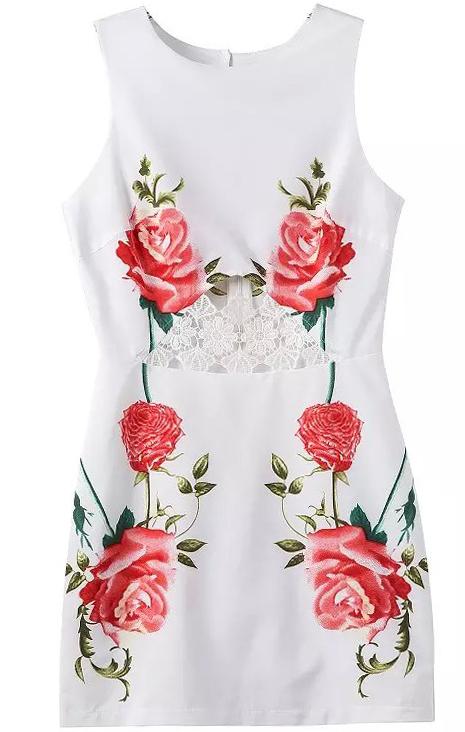 Romwe With Lace Florals Sun Dress