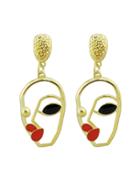 Romwe Statement Earrings Enamel Face Shape Dangle Earrings
