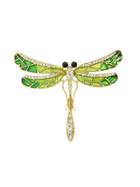 Romwe Enamel Rhinestone Dragonfly Brooch