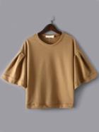 Romwe Bell Sleeve Loose Khaki T-shirt