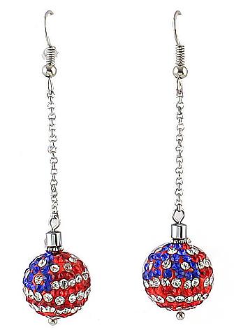Romwe Red Ball Diamond Silver Earrings