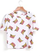 Romwe Round Neck Banana Print T-shirt