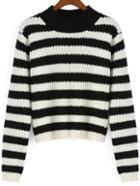 Romwe High Neck Striped Sweater