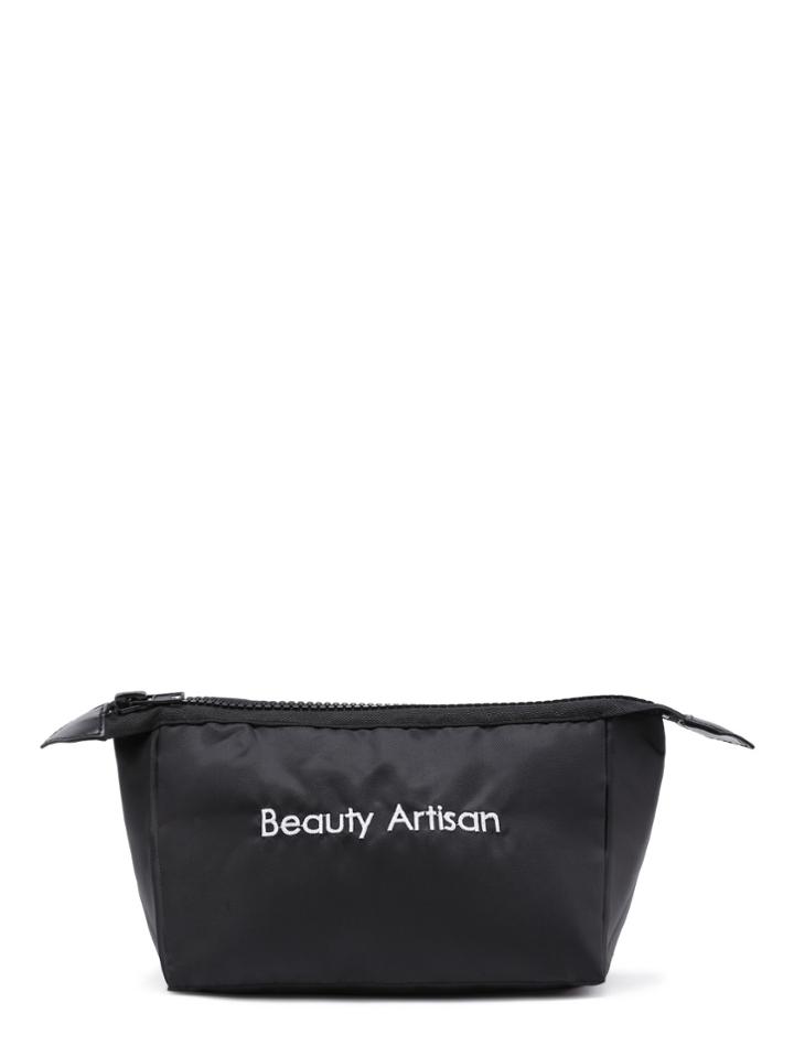 Romwe Slogan Embroidery Makeup Pouch