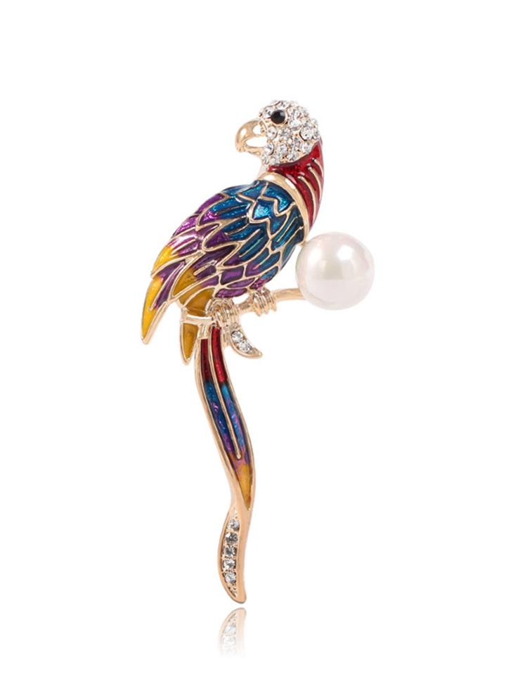 Romwe Bird Design Brooch With Faux Pearl