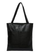 Romwe Black Faux Leather Patch Pocket Tote Bag