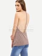 Romwe Grey Weaved Backless Cami Top