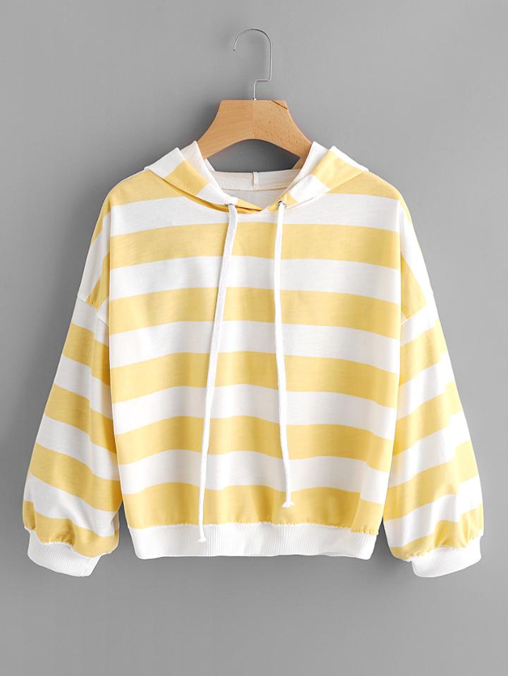 Romwe Wide Striped Hoodie