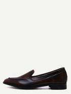 Romwe Dark Brown Point Toe Faux Leather Loafers