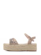 Romwe Pink Open Toe Beaded Rhinestone Espadrilles Sandals