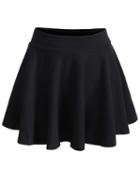 Romwe Elastic Waist Pleated Black Skirt