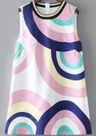 Romwe Back Zipper Geometric Print Pink Dress