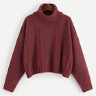 Romwe Cable Knit High Neck Sweater