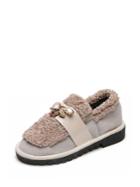 Romwe Bee Detail Suede Flats With Jewelry