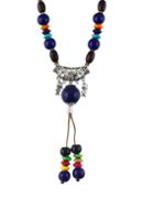 Romwe Blue Long Beads Necklace For Women