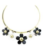 Romwe Gold Flowers Tassel Necklace