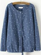 Romwe Round Neck Stars Print Drawstring Coat