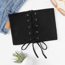 Romwe Eyelet Lace Up Tube Top