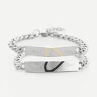 Romwe Men Bar Design Chain Bracelet Set 2pcs