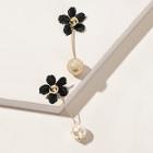 Romwe Pearl & Bar Decor Flower Drop Earrings 1pair