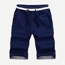 Romwe Men Plain Drawstring Shorts