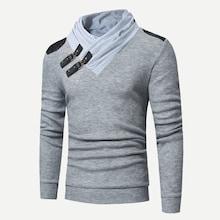 Romwe Men Buckle Detail Solid Jumper