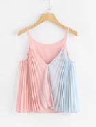 Romwe Color Block Pleated Cami Top
