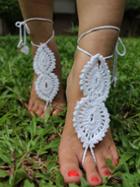 Romwe White Crochet Mittens Anklets