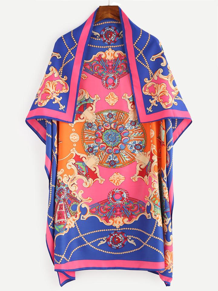 Romwe Multicolor Print Square Scarf